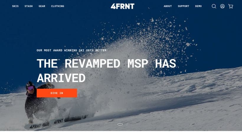 4FRNT Skis storefront, a client of BLKDG