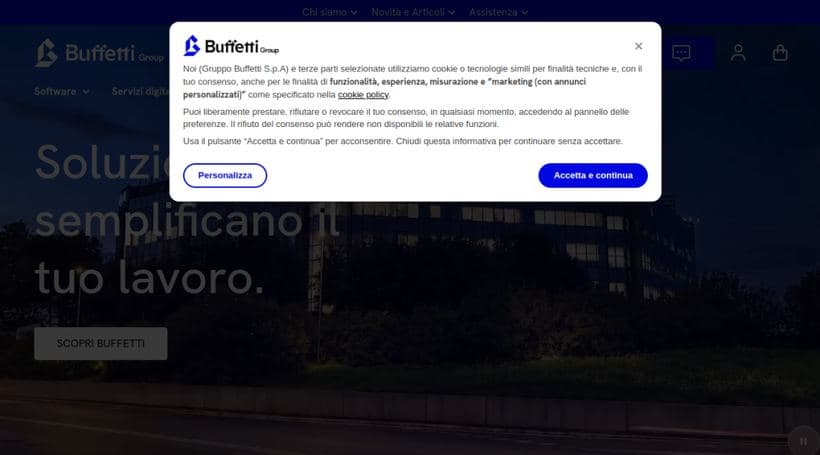 Buffetti storefront, a client of Boraso