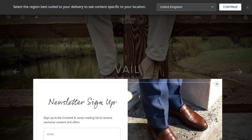 Crockett & Jones storefront, a client of Onstate
