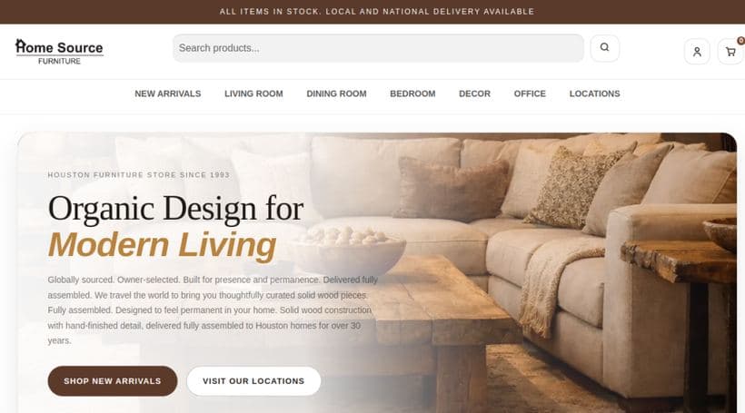 Home Source TX storefront, a client of OCoderz