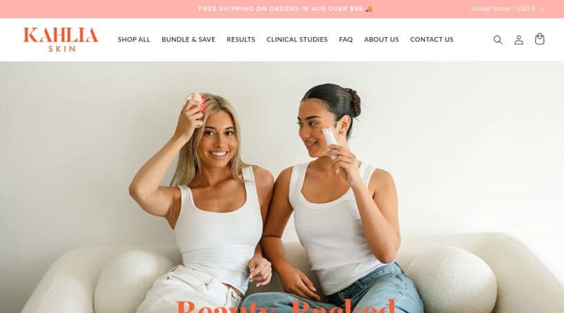 Kahlia Skin storefront, a client of Codekanon