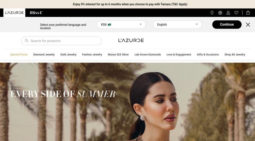 L'azurde storefront, a client of ShopDev