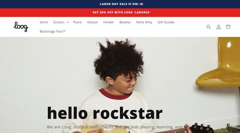 Loog Guitars storefront, a client of function()
