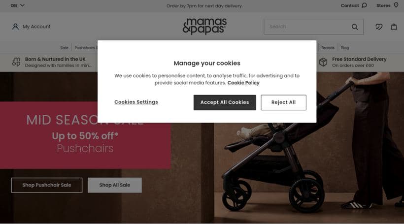 Mamas & Papas storefront, a client of Onstate
