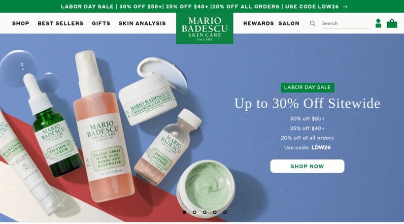 Mario Badescu storefront, a client of BlueSwitch
