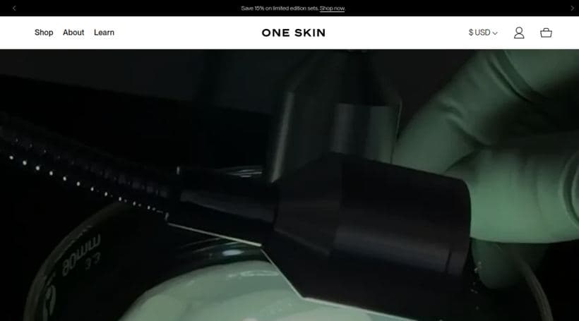 OneSkin storefront, a client of Barrel
