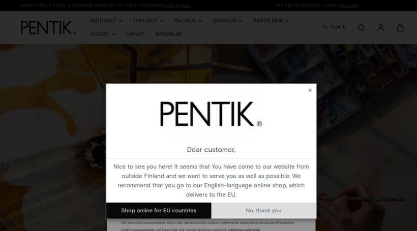 Pentik storefront, a client of Woolman