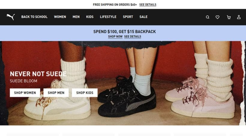 PUMA storefront, a client of scandiweb