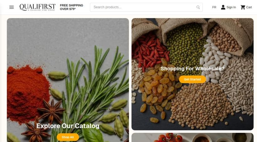 Qualifirst Foods storefront, a client of Brainvire Infotech