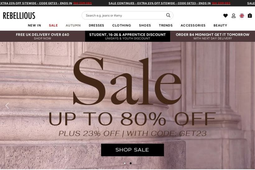 Rebellious Fashion storefront, a client of Pixus