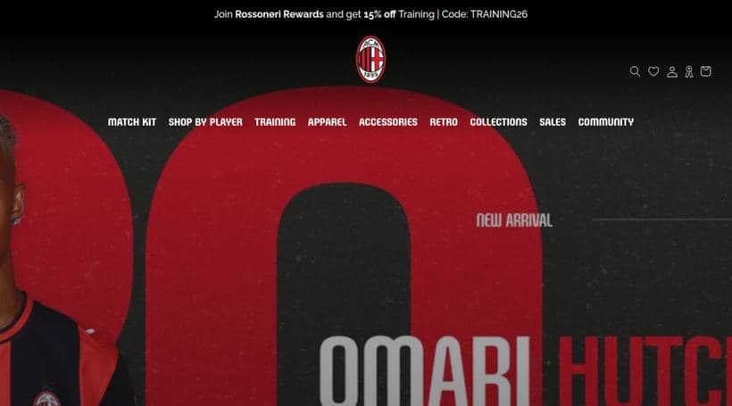AC Milan Official Store storefront, a client of Tunca