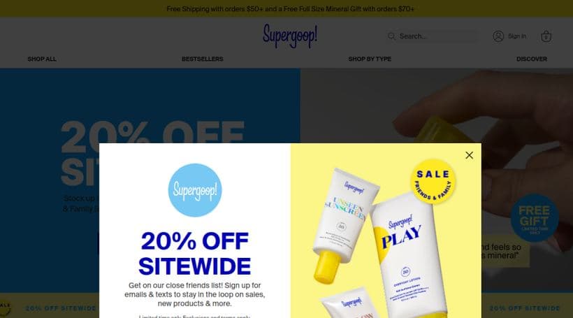 Supergoop storefront, a client of Roswell NYC