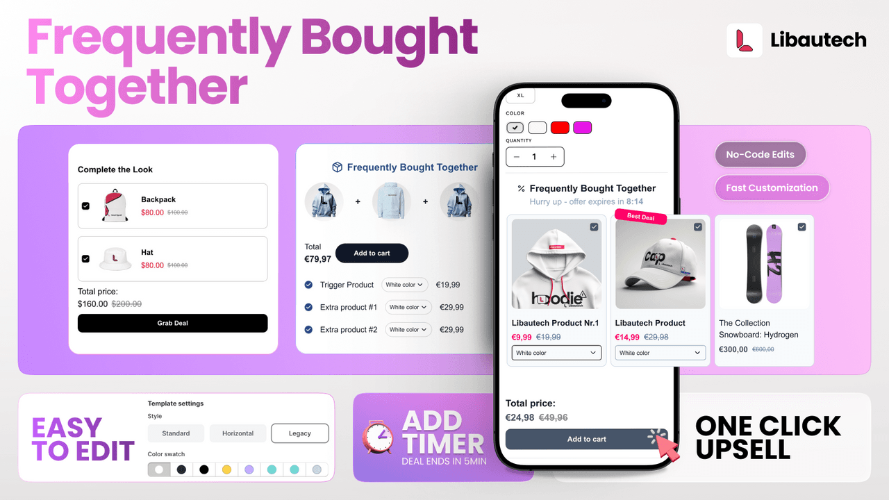 Libautech Bundles and Upsell frequently bought together offer on a product page, with products paired for a one-click combined purchase.