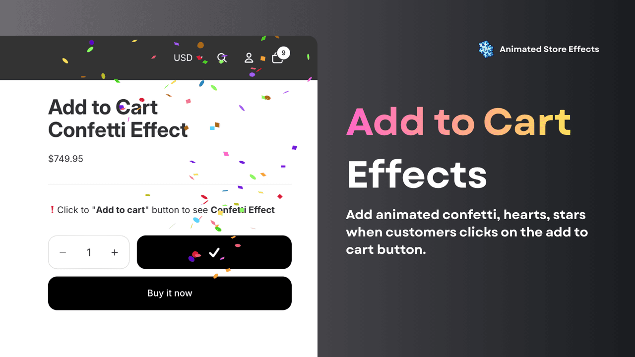ASE showing a range of animated store effects.