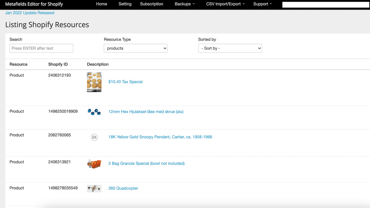 Webify Metafields and Data Doctor cleaning up product data.