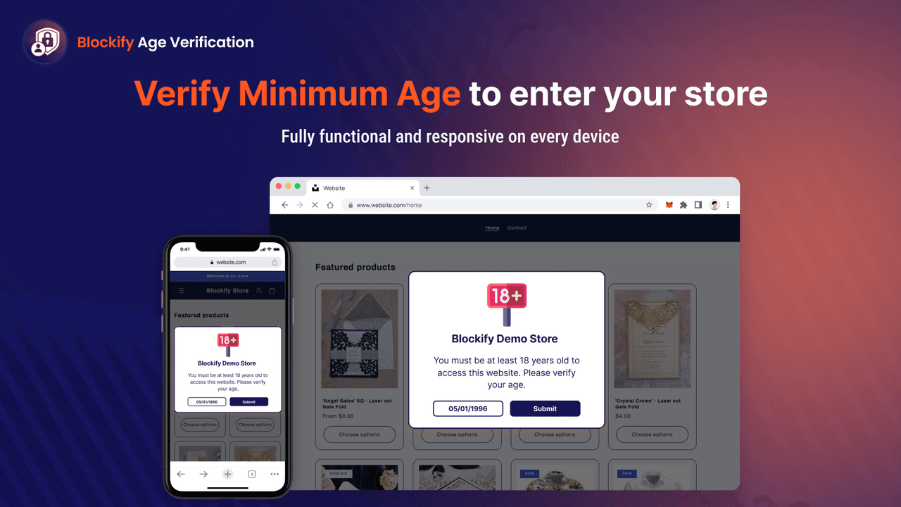 Blockify showing an age-verification popup for restricted products.