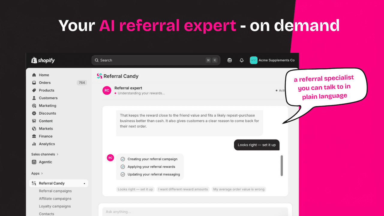 Referral Candy referral and affiliate program dashboard.