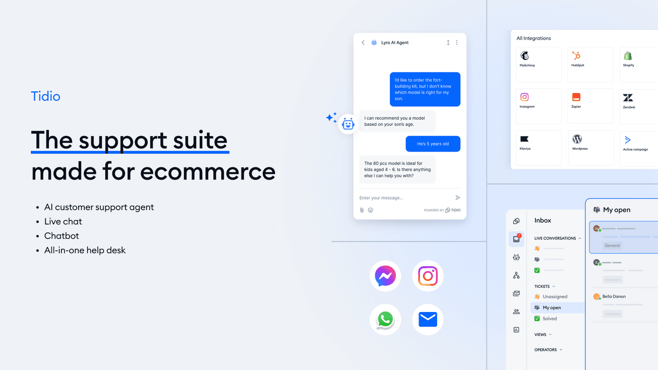 Tidio live chat and AI chatbot widget on a storefront.