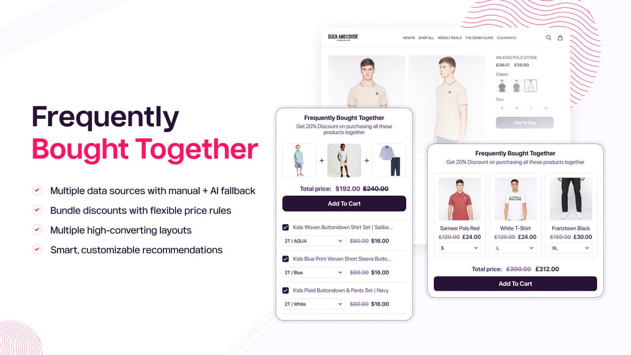 Wiser personalized product recommendations widget on a Shopify store.
