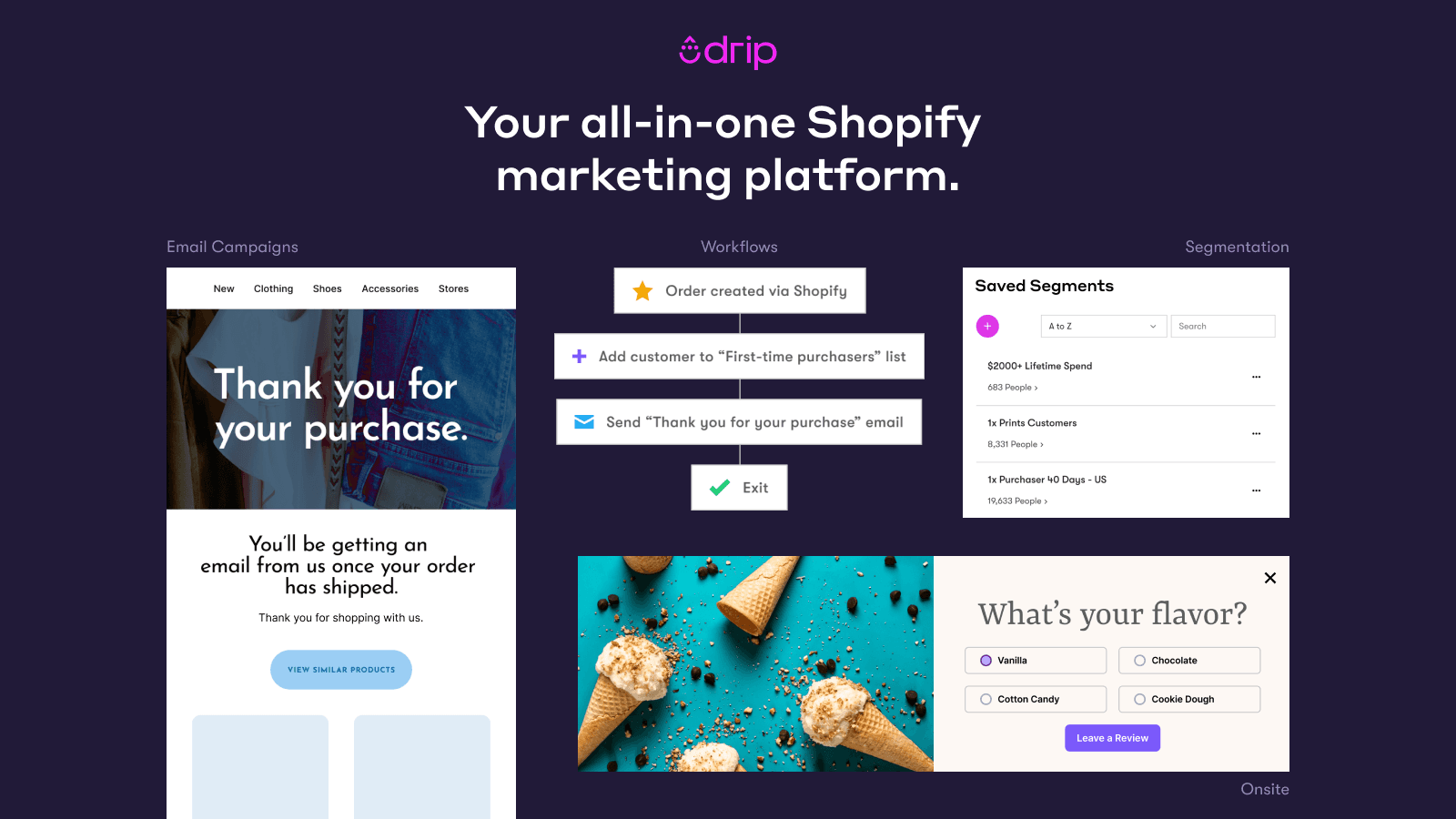 Drip shown on its Shopify App Store listing.