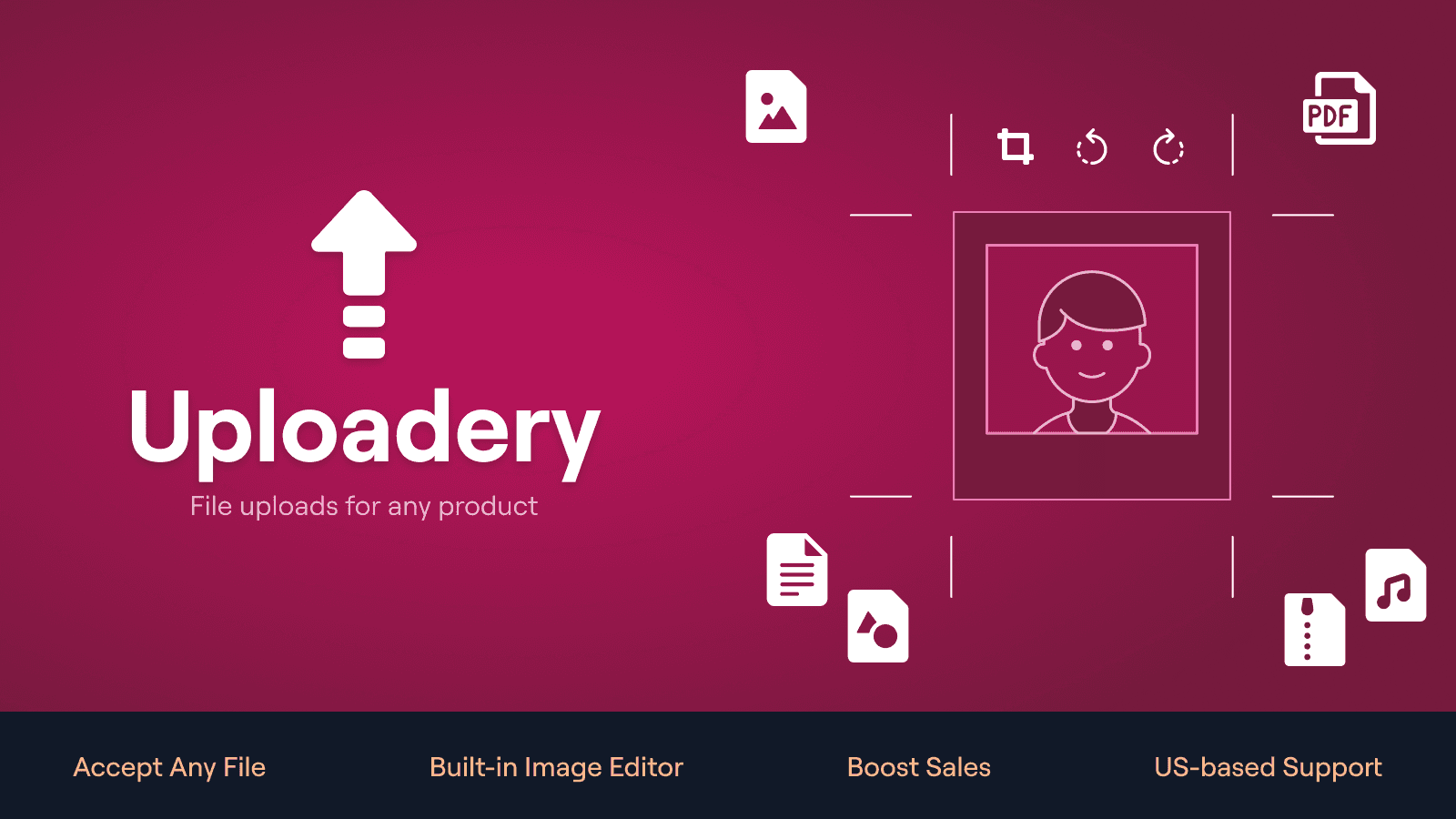 Uploadery shown on its Shopify App Store listing.