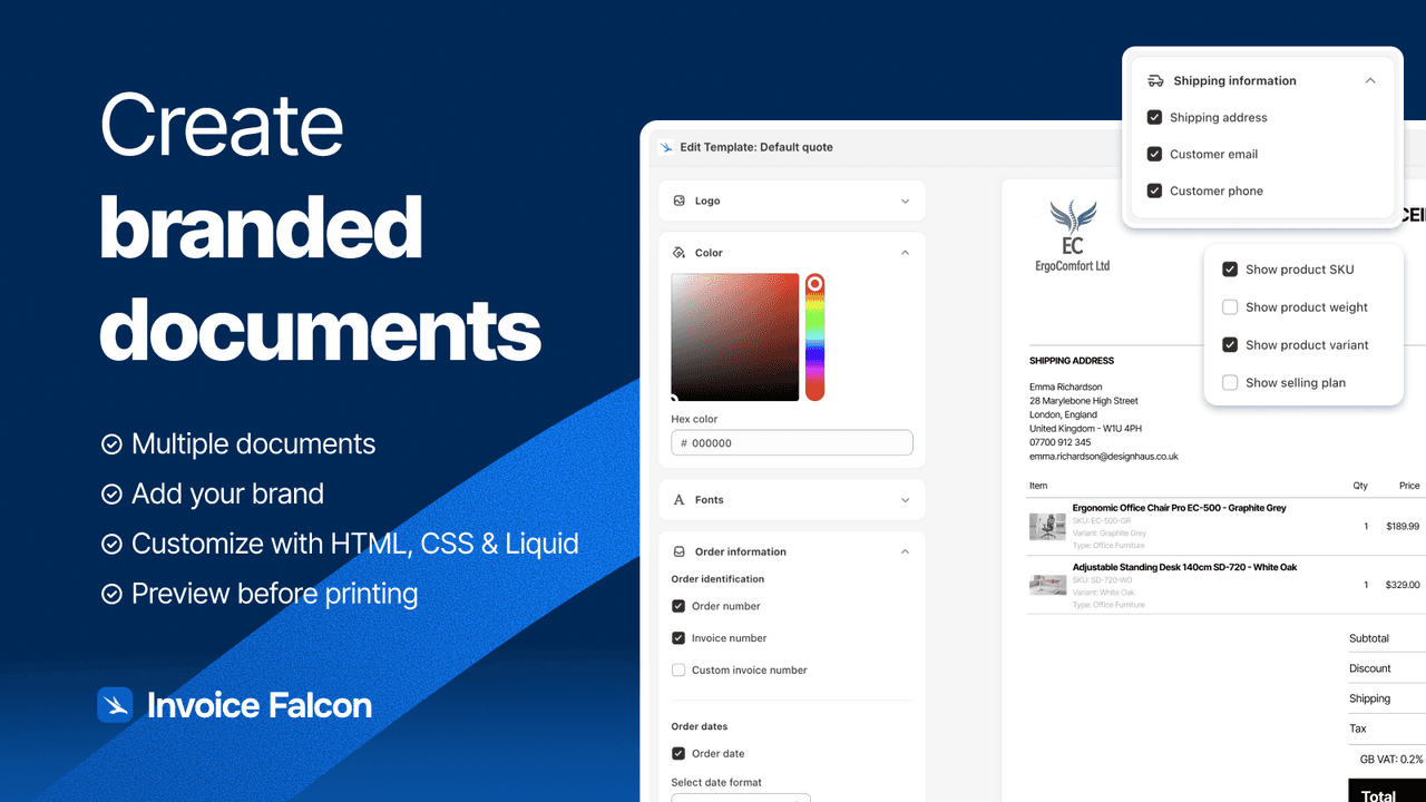 Invoice Falcon automating compliant invoices with tax handling.