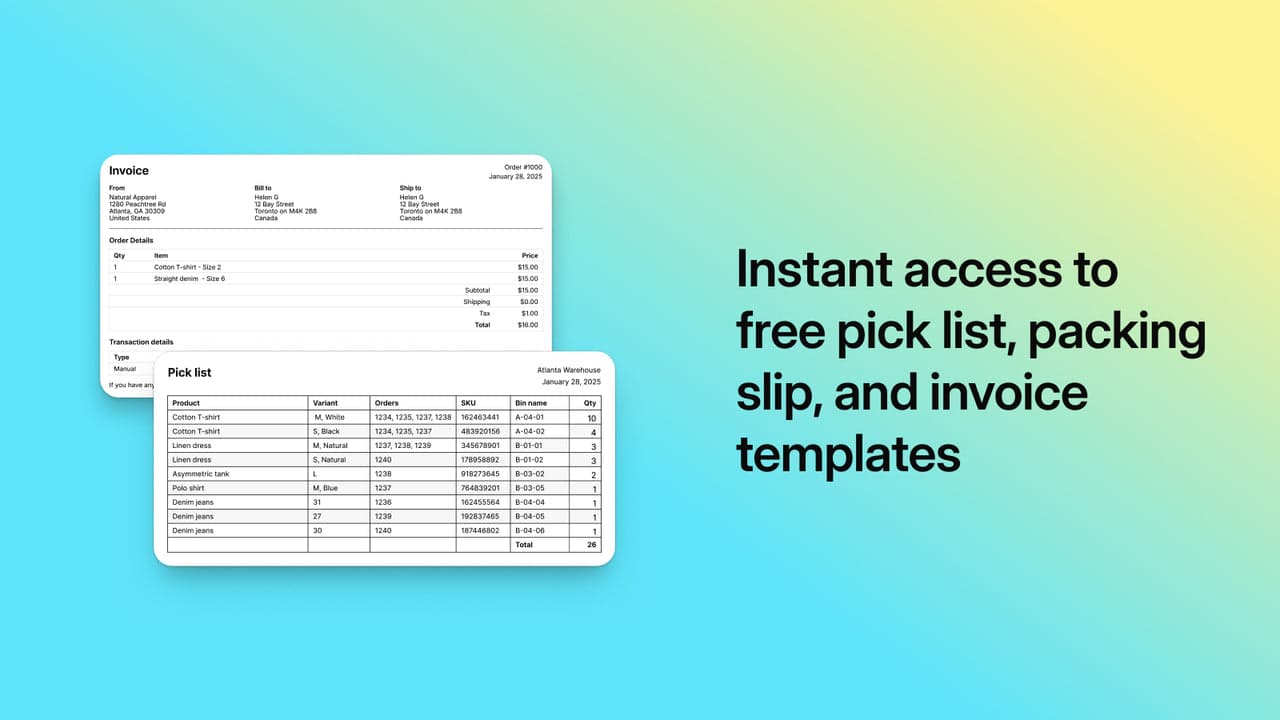 Shopify Order Printer, the free native invoice and packing-slip app.