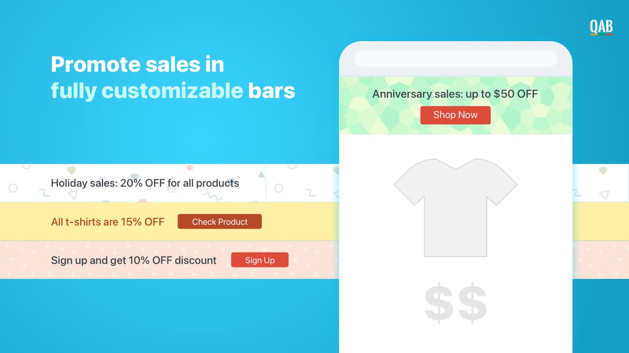 Hextom Quick Announcement Bar with scheduling, targeting and geolocation.