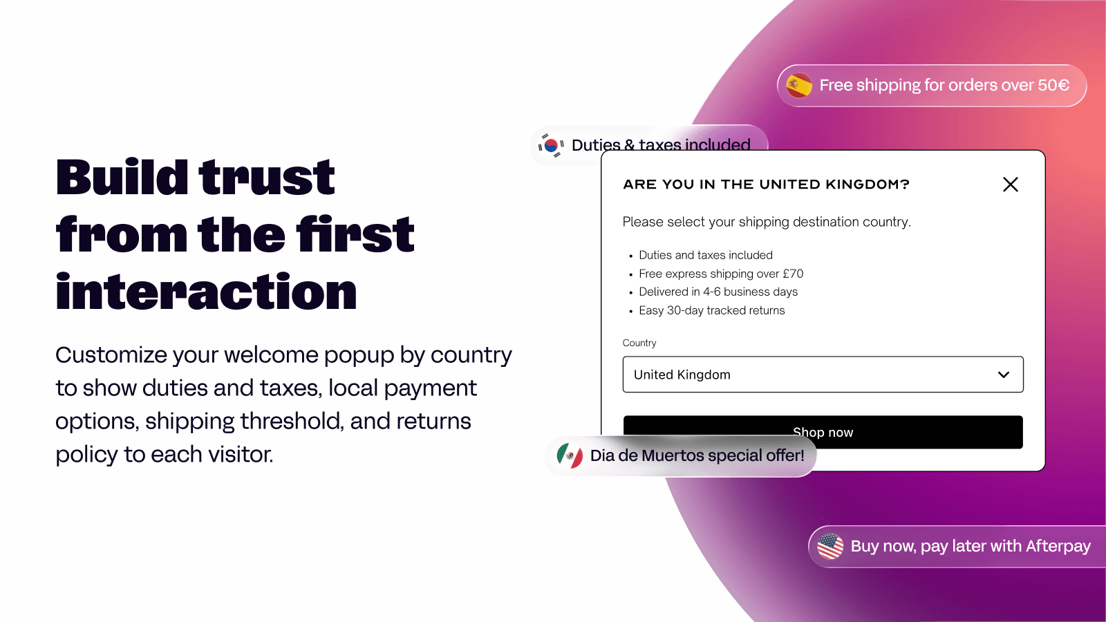 Geolocation ‑ Orbe shown on its Shopify App Store listing.
