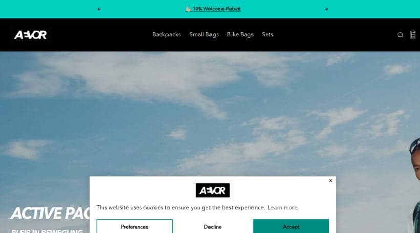 AEVOR storefront, a client of Tante-E GmbH