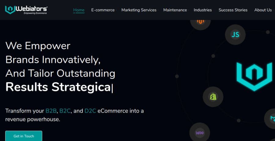 Webiators Technologies website