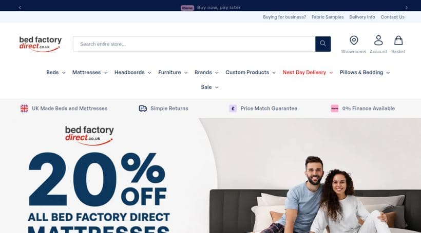 Bed Factory Direct storefront, a client of magic42