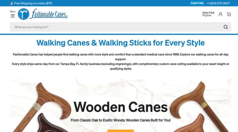 Fashionable Canes storefront, a client of Shugert