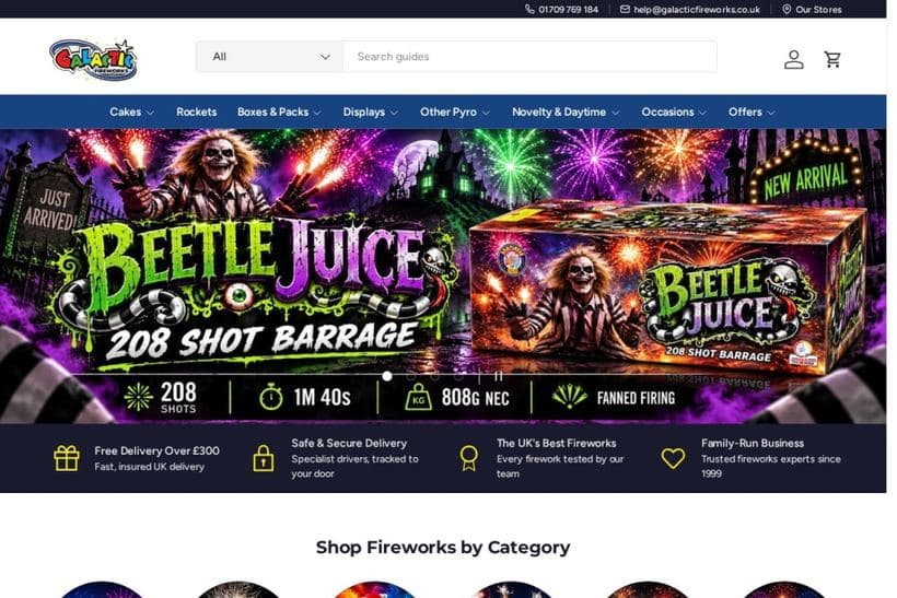 Galactic Fireworks storefront, a client of Evoluted