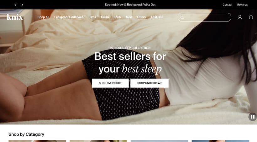 Knix storefront, a client of Kasama