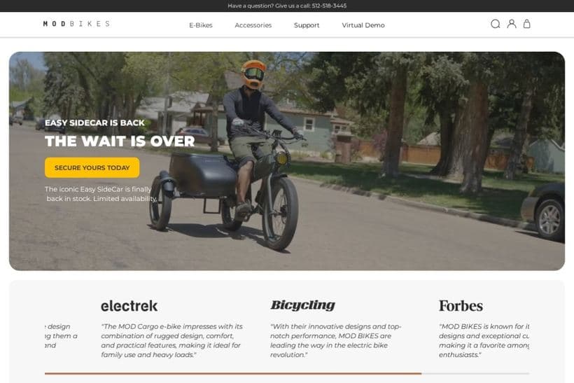 Mod Bikes storefront, a client of Spot Digital
