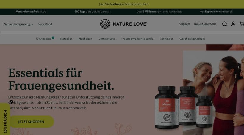 Nature Love storefront, a client of Brand Active