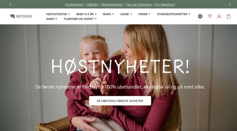 Nøstebarn storefront, a client of Tiny Elephant