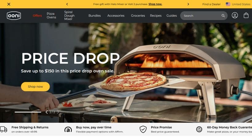 Ooni storefront, a client of Underwaterpistol