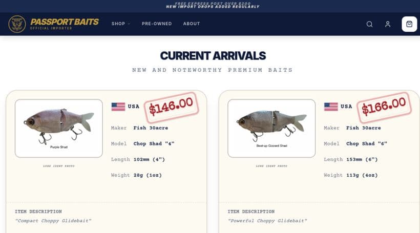 Passport Baits storefront, a client of KLAPS