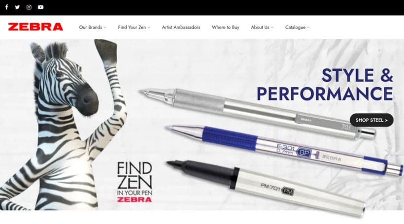 Zebra Pen Canada storefront, a client of Kinex Media