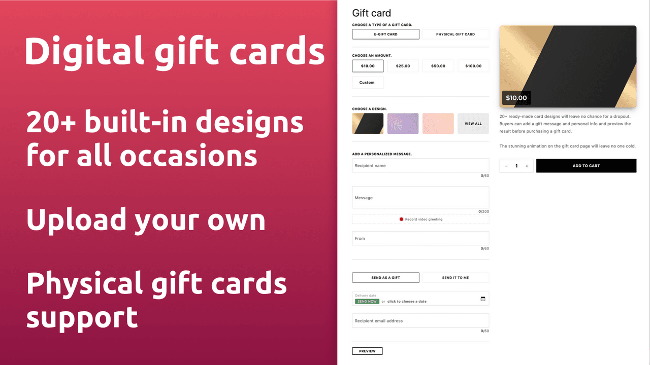 Gift Card Hero all-in-one gift card designs, scheduling and balance checks.
