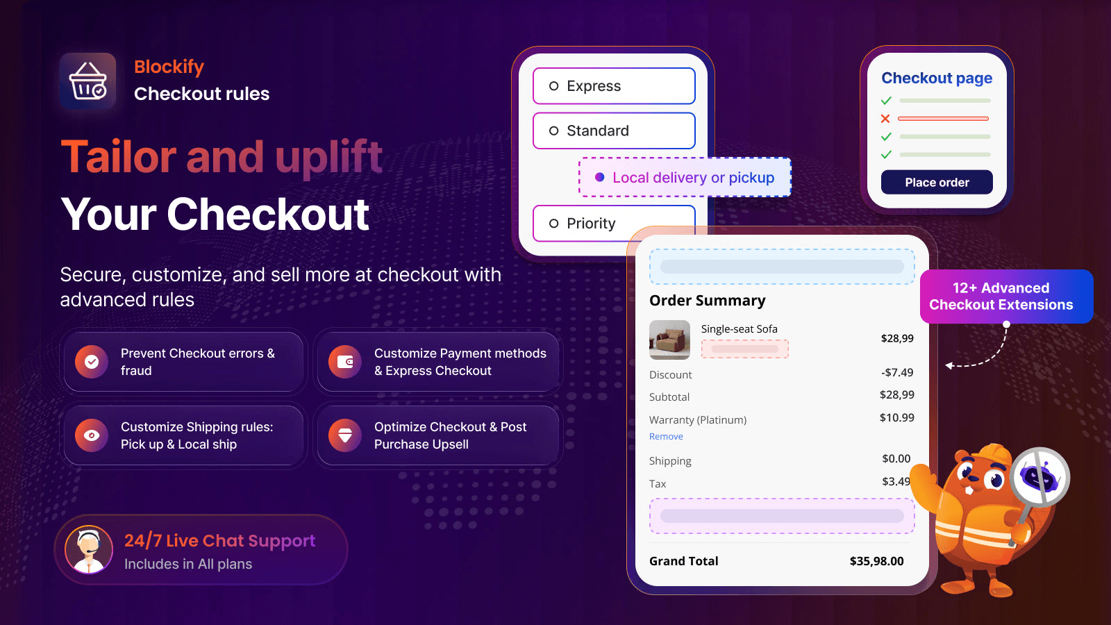 Blockify Checkout Rules & COD shown on its Shopify App Store listing.