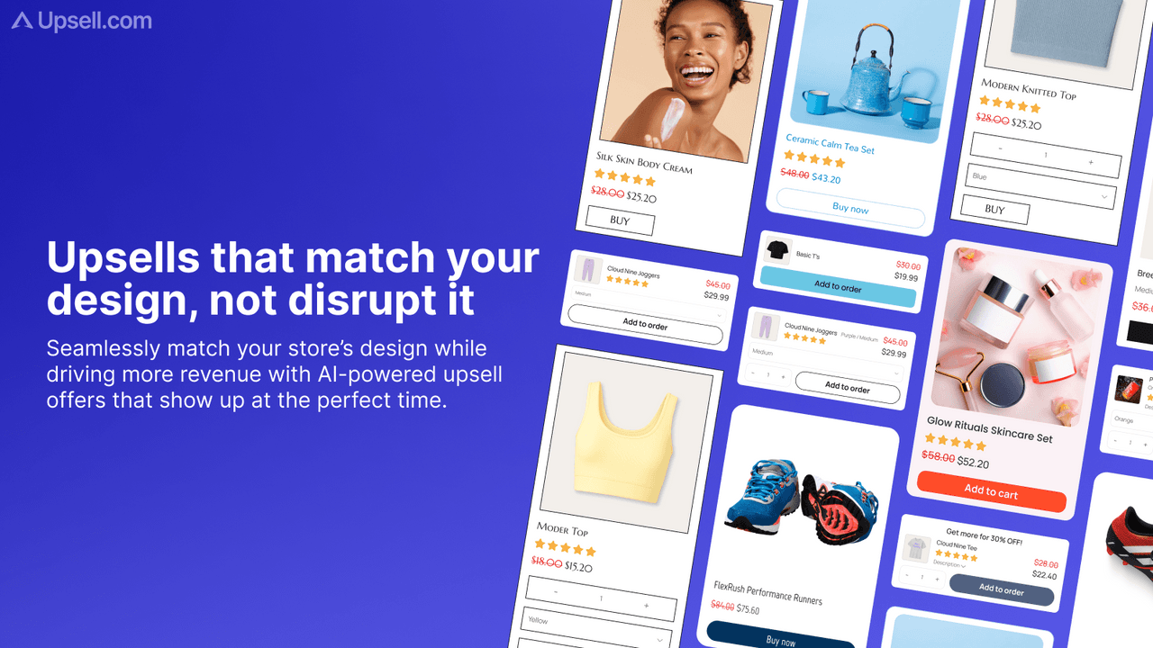 Upsell.com (formerly ReConvert) showing recommended products and post-purchase upsells.