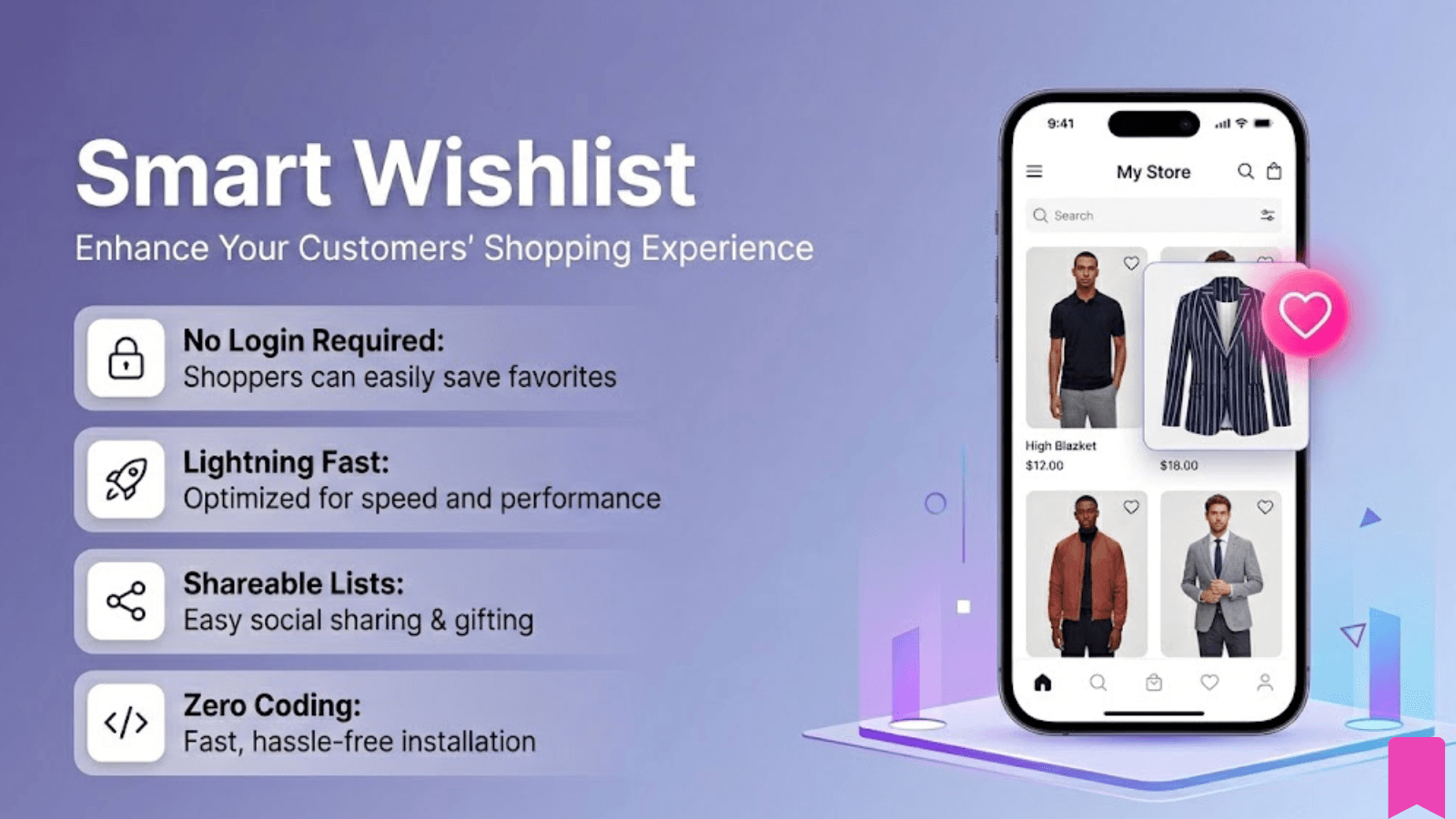 Smart Wishlist shown on its Shopify App Store listing.