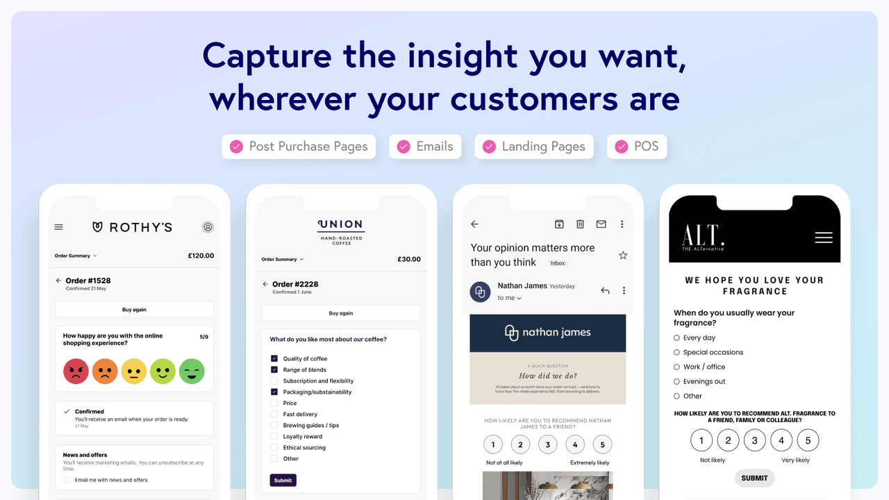 Grapevine running a focused post-purchase survey.