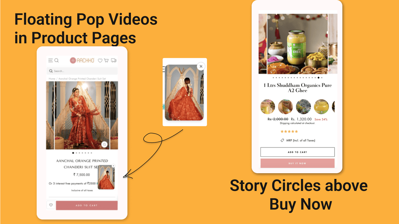 Vizup showing a shoppable video carousel on a storefront.