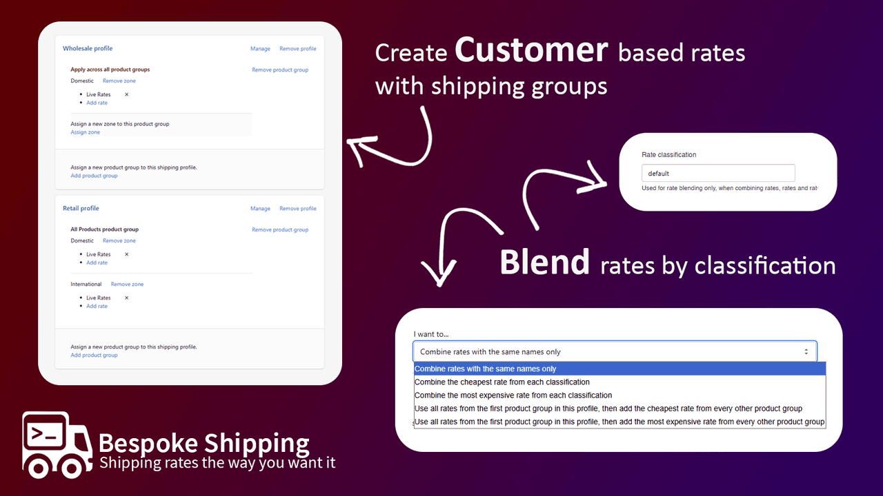 Bespoke Shipping showing fully custom shipping rate logic.