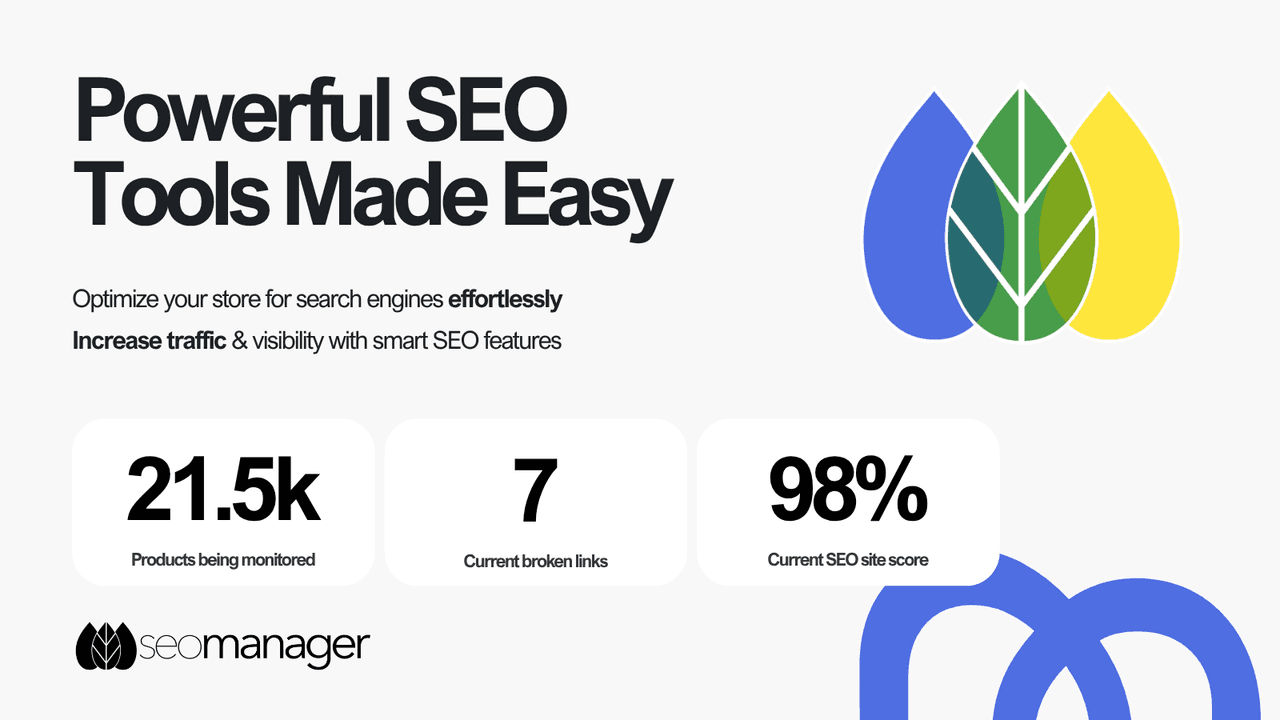 SEO Manager by venntov showing hands-on meta and title editing.