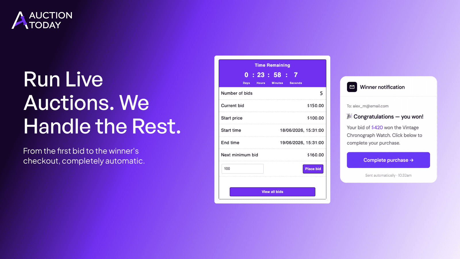 Auction Today shown on its Shopify App Store listing.